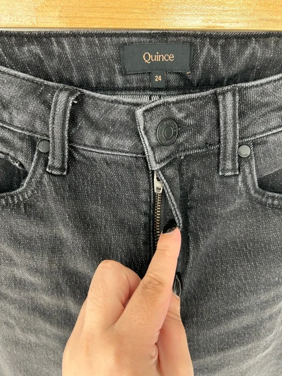 Quince Bella Stretch Relaxed Straight Jeans in Charcoal Black Women’s Size 24 - Picture 7 of 11